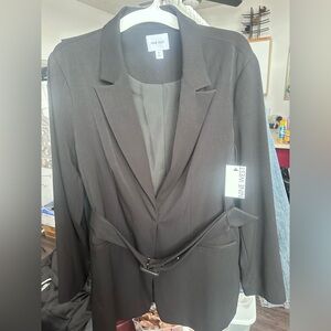 Nine West Dull Black Women's Belted Blazer